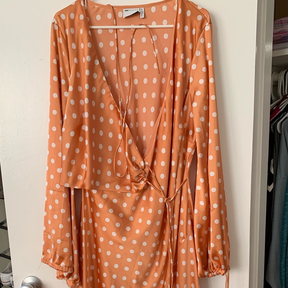 Peach polka dot dress